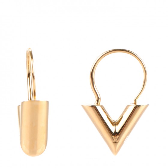 LOUIS VUITTON Essential V Hoop Earrings Gold 166052