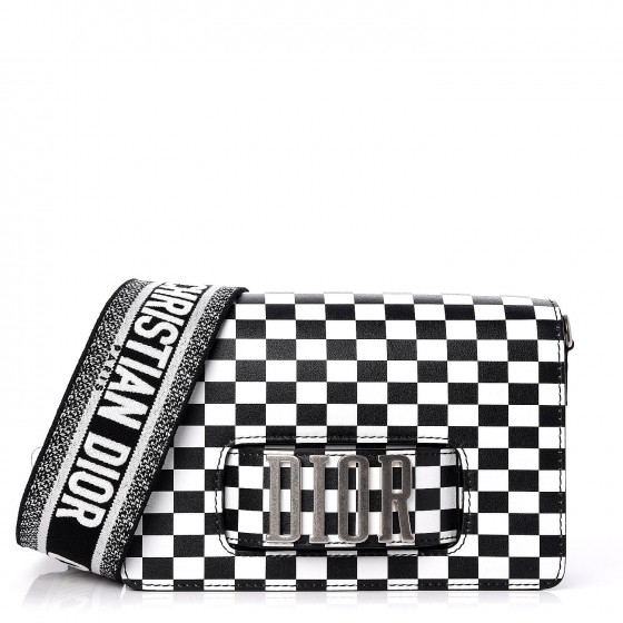 christian dior black and white checkered bag