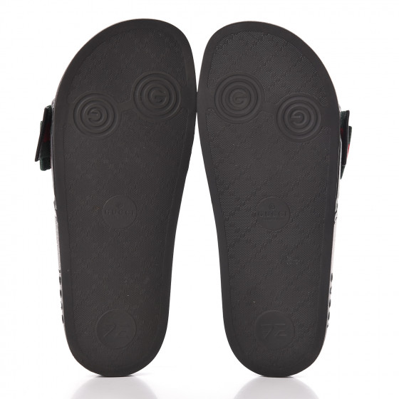 gucci black web ribbon bow slides flats