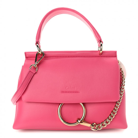 CHLOE Lambskin Small Faye Top Handle Bag Hot Pink