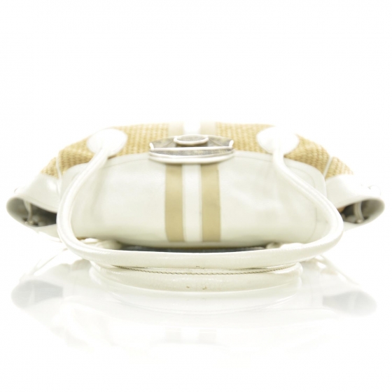 prada straw bag white