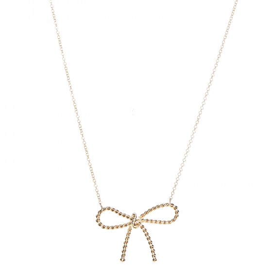 Tiffany 18k Yellow Gold Twist Bow Pendant Necklace 224556 Tiffany 18k Yellow Gold Twist Bow Pendant Necklace Empty Pinch Zoom