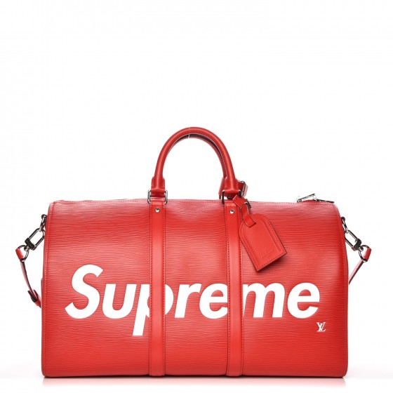 louis vuitton x supreme keepall bandouliere epi 45 red