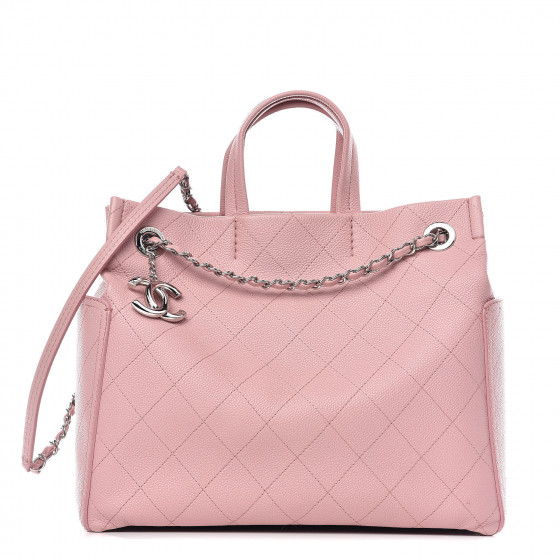 CHANEL Grained Calfskin Small CC Pocket Tote Pink 413890