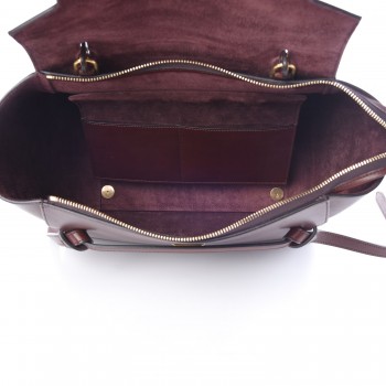 CELINE Natural Calfskin Mini Belt Bag Burgundy 322984