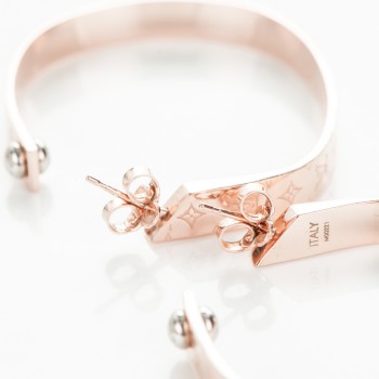 Louis Vuitton, Jewelry, Louis Vuitton Nanogram Hoop Earrings Metal Mini  Gold