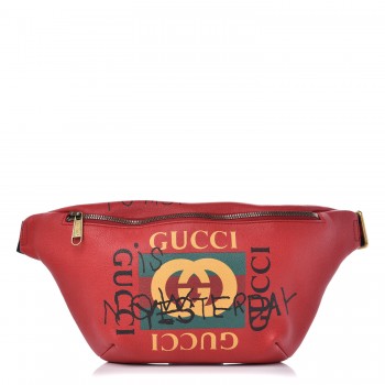 GUCCI Grained Calfskin Coco Capitán Logo Belt Bag Hibiscus Red 341329