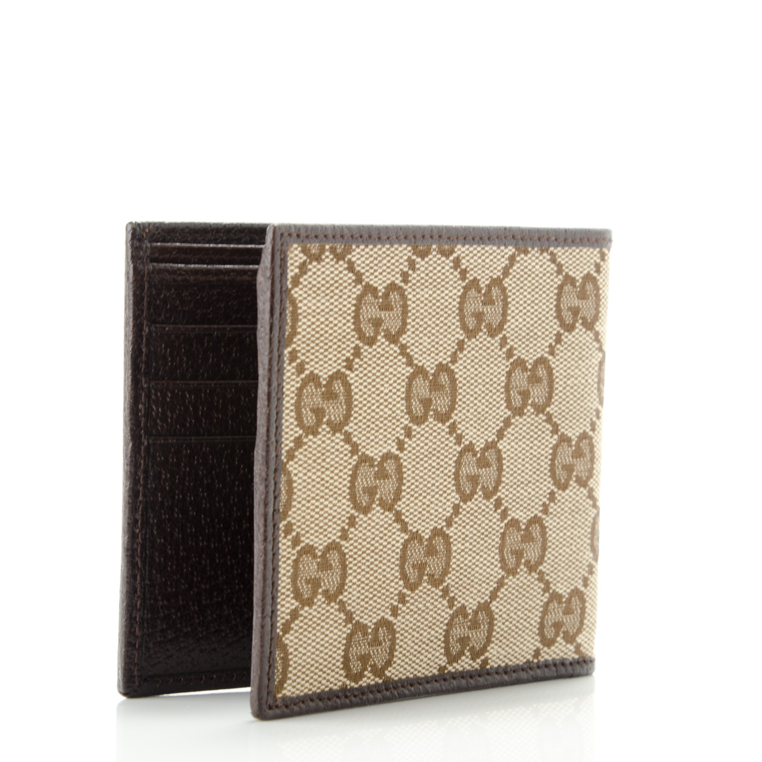 GUCCI Mens Monogram Bi-Fold Wallet Dark Brown 176016
