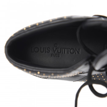 LOUIS VUITTON Studded High Top Sneakers 37 Black 538713