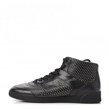 LOUIS VUITTON Studded High Top Sneakers 37 Black 538713