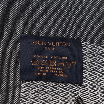 LOUIS VUITTON Silk Wool Beyond Monogram Shawl Silver 329376