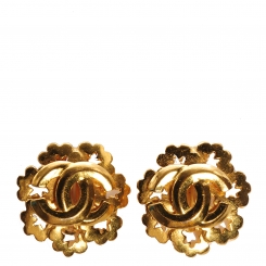 chanel earrings cc clip gold