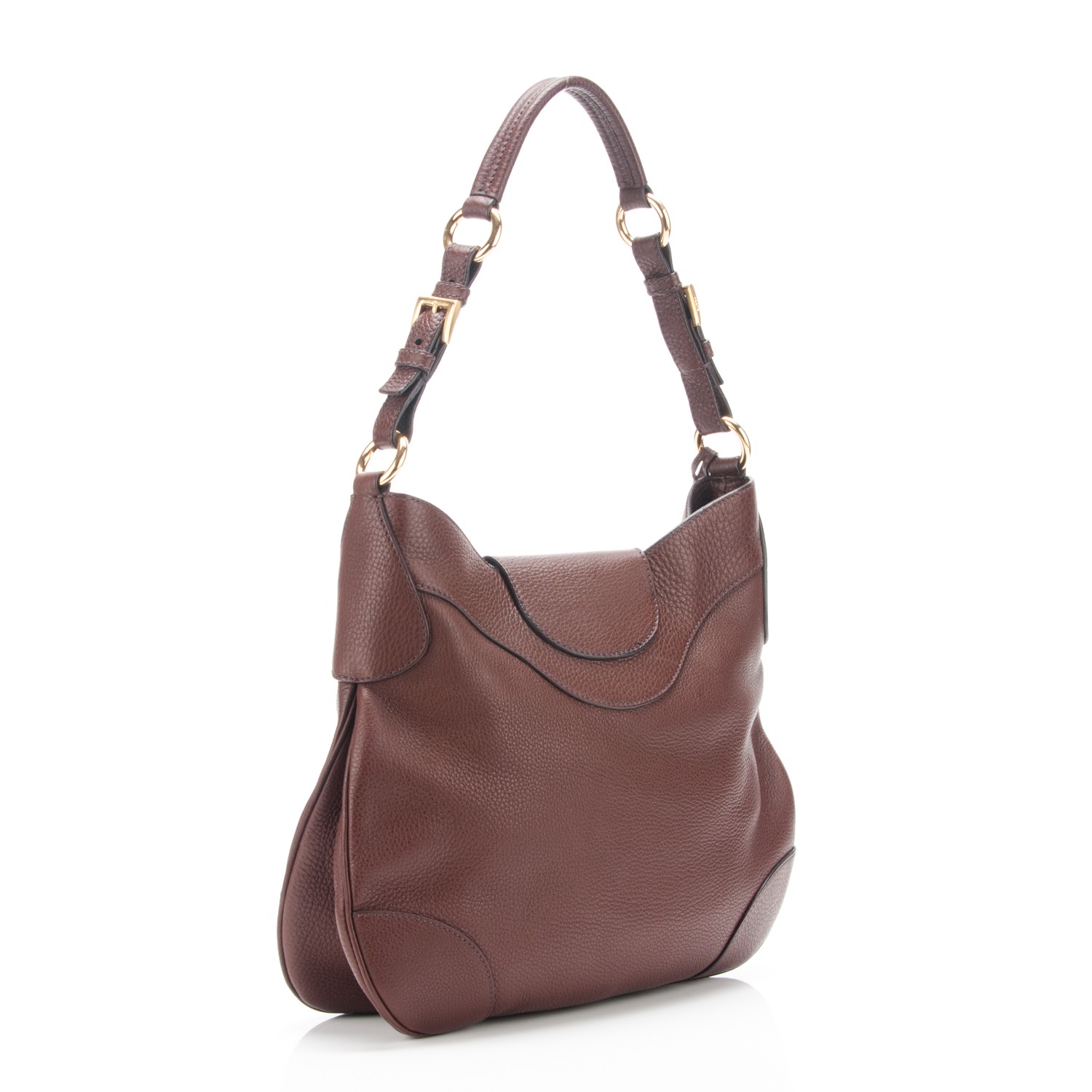 PRADA Vitello Daino Pushlock Hobo Bruciato 177118