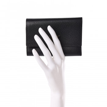 LOUIS VUITTON Taurillon Capucines Compact Wallet Black 599946
