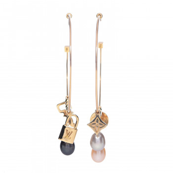 hoop vuitton 18k monogram pearl louis earrings yellow gold