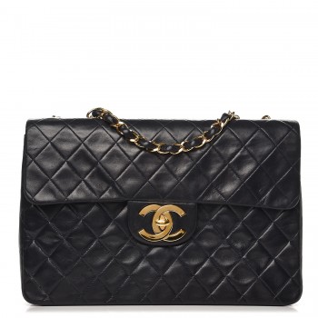 jumbo quilted flap lambskin chanel navy xl single
