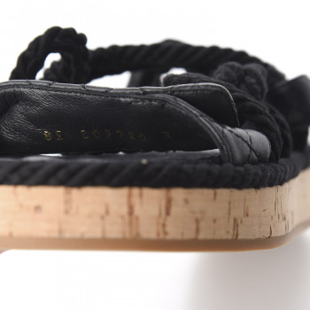 chanel cord and lambskin sandals black