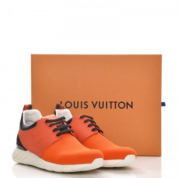 LOUIS VUITTON Mens Damier Rubber Mesh Suede Fastlane Low Sneakers 9.5 Orange 227699
