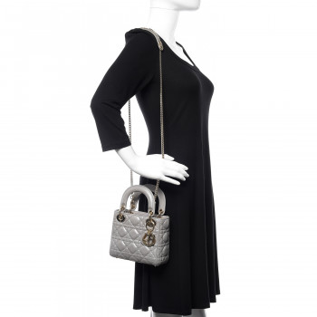 CHRISTIAN DIOR Metallic Lambskin Cannage Mini Lady Dior ...
