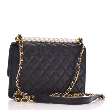 CHANEL Lambskin Quilted Small Chic Pearls Flap Black 506913