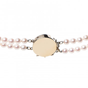 strand mikimoto akoya 14k pearl necklace double yellow gold pinch 5mm