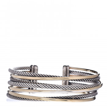 David Yurman Argent Sterling X-Station Bracelet Avec Or Jaune 4 mm SZ M $495 Nouveau