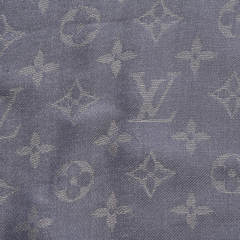 LOUIS VUITTON Silk Lurex Wool Monogram Shine Shawl Charcoal Grey 509081