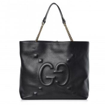 Calfskin Embossed Gg Apollo Tote Black