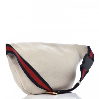 GUCCI Grained Calfskin Coco Capitan Logo Belt Bag White 351718