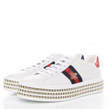 gucci ayers ace embroidered sneakers bee platform crystal star