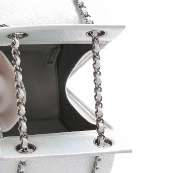 coco goatskin carton lait metallic milk bag silver chanel