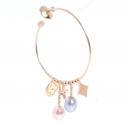 earrings gold vuitton louis 18k hoop monogram pearl yellow