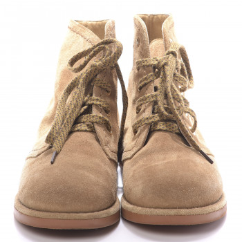 chanel lace up boots beige