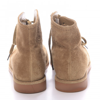 chanel lace up boots beige