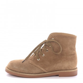chanel lace up boots beige
