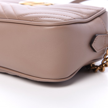 GUCCI Calfskin Matelasse Small GG Marmont Shoulder Bag Dusty Pink 554292