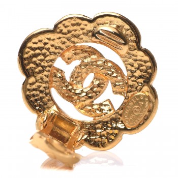 chanel earrings cc clip gold