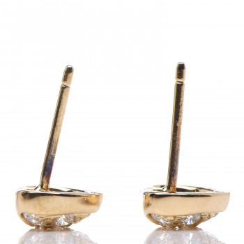 18k earrings diamond yellow heart gold
