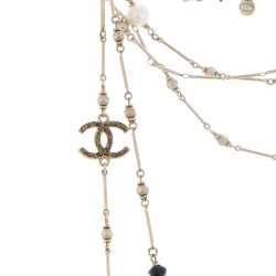 strand pearl necklace stone cc double gold chanel