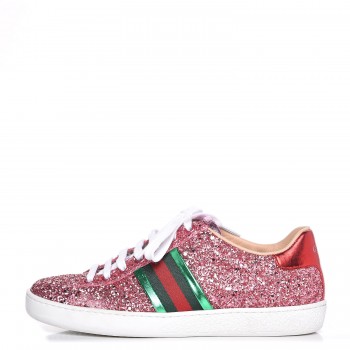GUCCI Glitter Web Ace Sneakers 36 Pink 