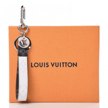 LOUIS VUITTON Monogram Eclipse White Slim Dragonne Bag Charm Key Holder 410180