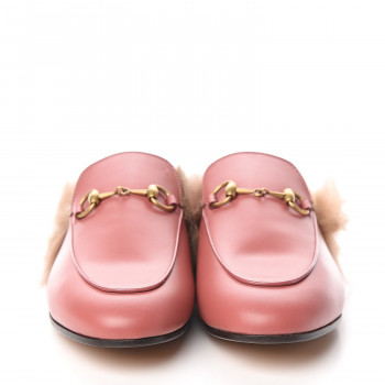 pink gucci fur slides