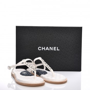 chanel lambskin white sandals