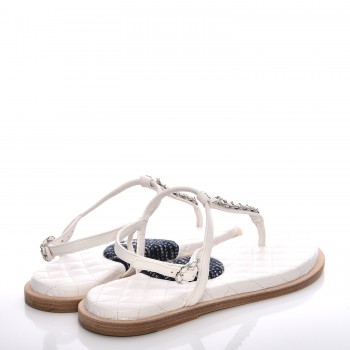 chanel lambskin white sandals