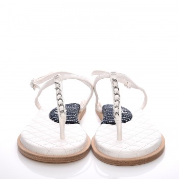 chanel lambskin white sandals