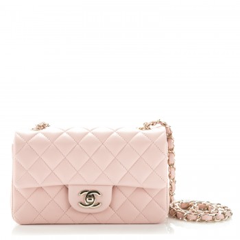lambskin quilted flap rectangular chanel mini pink light