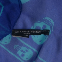 ALEXANDER MCQUEEN Silk Chiffon Skull Scarf Blue 70913
