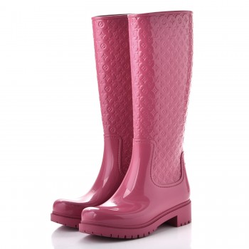 LOUIS VUITTON Monogram Splash Rain Boots 36 Pink 242480