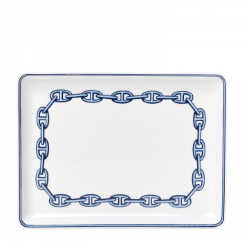 HERMES Porcelain Chaine d'Ancre Sushi Plate 504416