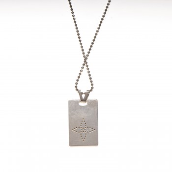 LOUIS VUITTON Sterling Silver Tag Necklace 201722